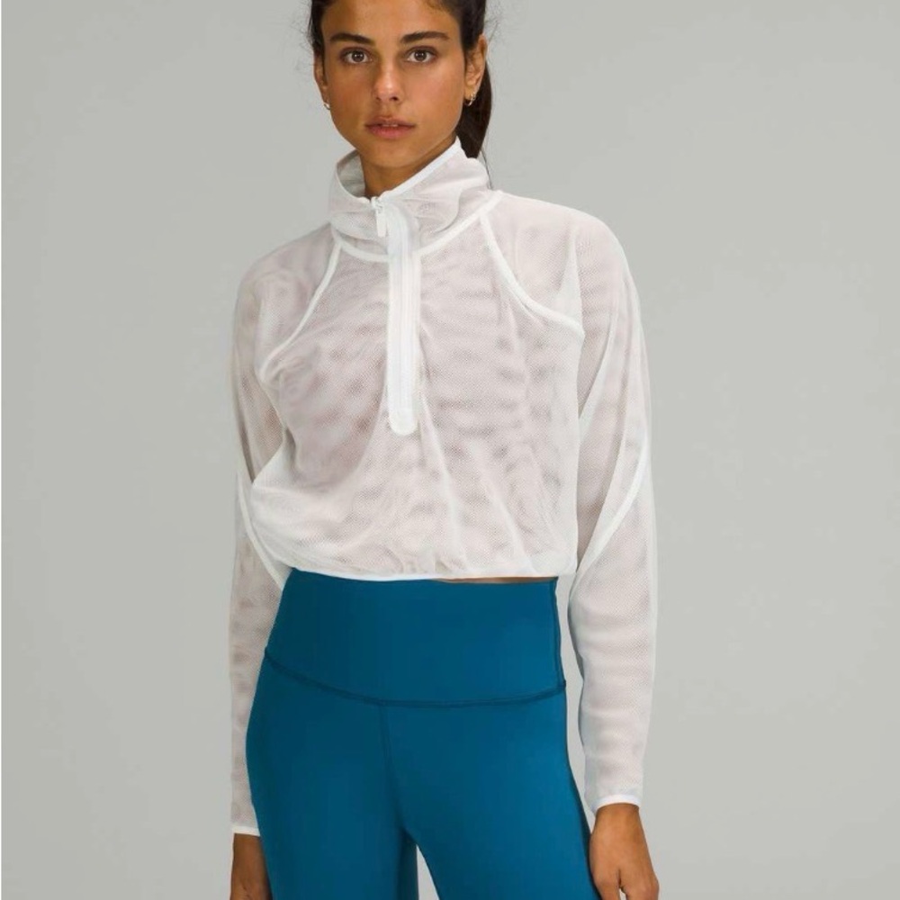 Lululemon Reversible Mesh 1/2 Zip Jacket White / Ocean Air